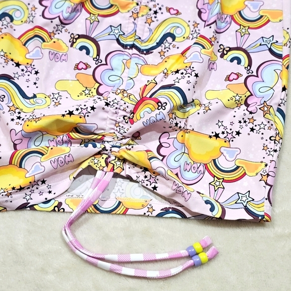 VDM The Label “Natalie” Fairyfloss Cover Up – Rainbow Doodle Print Cinch Tie M - Picture 5 of 14